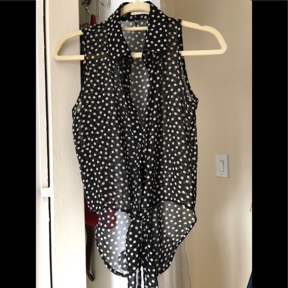 Audrey 3+1 Tops - Audrey polka dot tie button down sleeveless